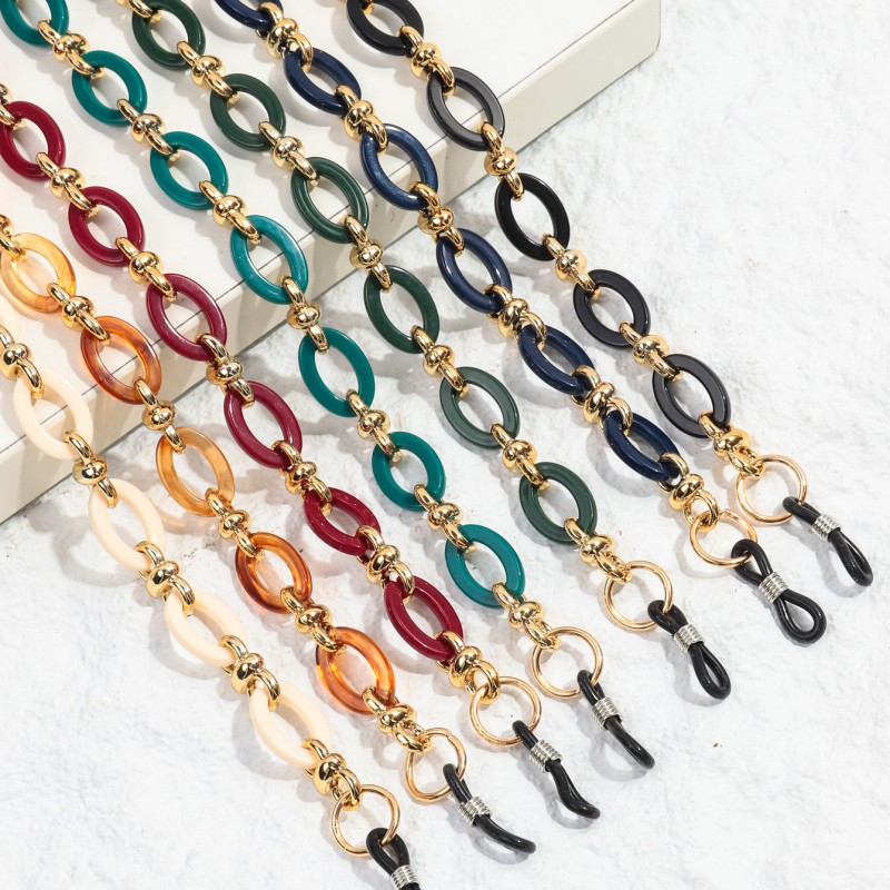 Eyeglass Chain Supplier - Vintage Style New Eyeglass Holder Strap Colored Resin Sunglasses Accessory Customizable