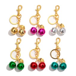 Small Cherry Supplier - Wholesale Small Cherry Pendant Bag Charm Popular Colorful Metallic Electroplated Cute Keychain