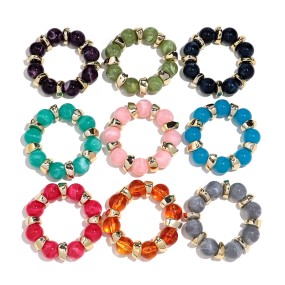 Party Bracelet Factory - Casual 2025 Party Jewelry Beaded Bracelet Gold Hammered Irregular CCB Bead Marble