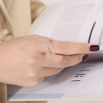 波浪戒指工厂-批发女士简约波浪形状戒指18k镀金防水不锈钢几何波浪