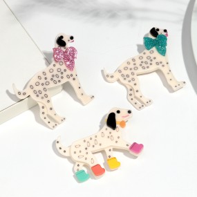 Puppy Brooch Factory - Cartoon Cute Puppy Brooch Shiny Glitter Bow Tie Fun Colorful Shoes Dalmatian Dogs