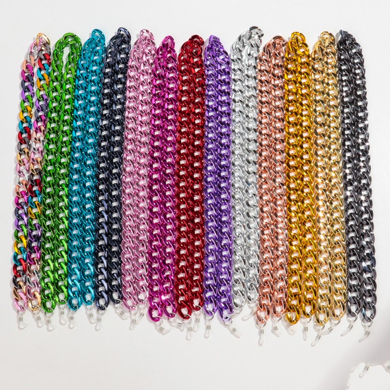 Hip Hop Chain Manufacturer - High Quality 2024 Shiny Hip Hop Metal Color Plated Chain 70cm Sunglasses Chain