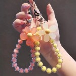 手机绳生产厂家-女士时尚潮流马卡龙色手机绳INS风手工串珠腕带蝴蝶结