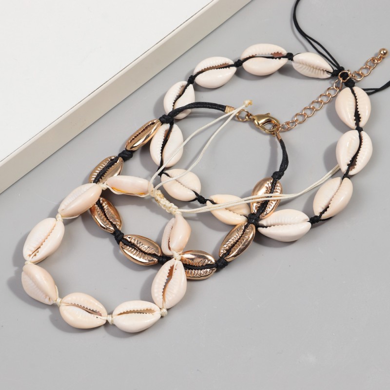 Adjustable Set Factory - Adjustable Boho Style Natural Shell Bracelet and Anklet New Hawaiian Beach Sexy Sweet Girl Gift