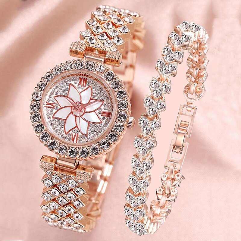 Women's Watch Bracelet Set Manufacturer - Alloy Chronograph with Crystal Tennis Chain