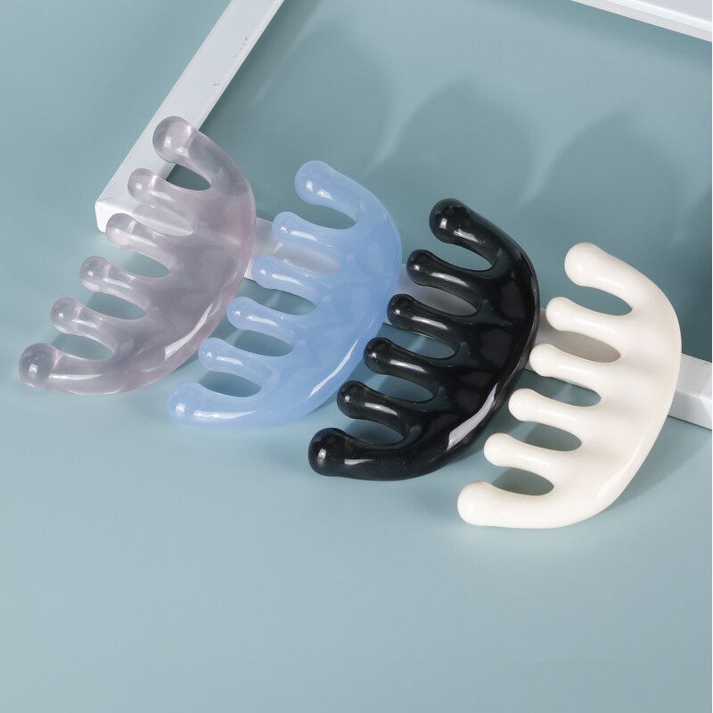 Gua Sha Scalp Massage Comb Manufacturer - Six Teeth Round Head Resin for Hair Growth & Headache Relief