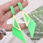 Acrylic Earrings Manufacturer - Double Layered Long Triangular with Fluorescent Color