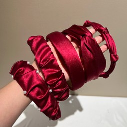 Satin Headband Factory - OEM Red Pearl High Cranial Top Hair Accessories