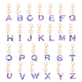 Custom Keychain Factory - OEM 26 Letter Sequins Pendant Gift Key Ring