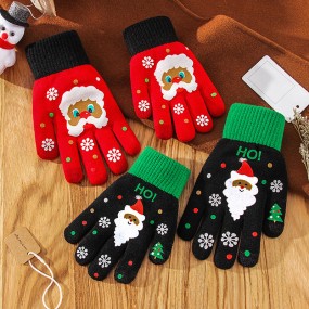 Touch Screen Gloves Factory - OEM Santa Pattern Yarn Knitting Warm Gloves