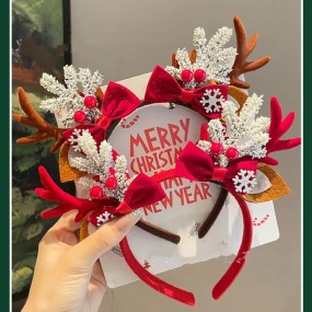圣诞发带工厂-可定制鹿角麋鹿头饰节日配件
