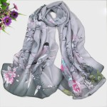 雪纺围巾厂家-可定制10色印花花鸟丝巾