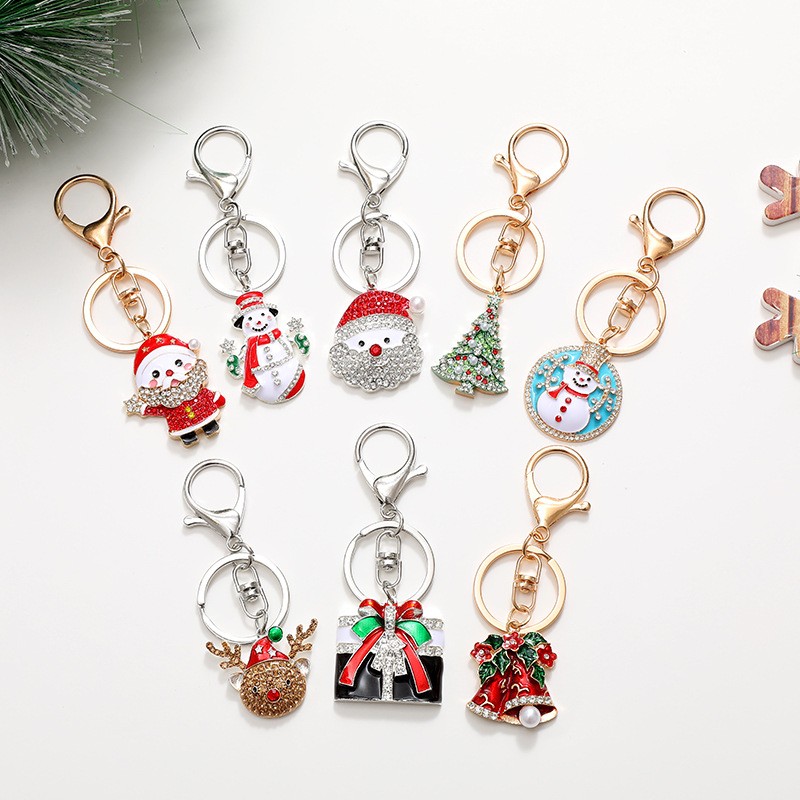 Christmas Keychain Factory - OEM Diamond Santa Elk Snowman Pendant Gift