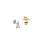 螺旋耳钉工厂-可定制1.2x6mm不锈钢锆石花朵