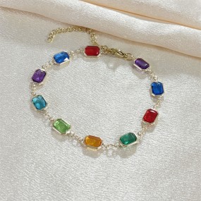 Gold Plated Bracelet Manufacturer - OEM Crystal Multi Colors Square Shapes