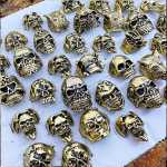 男士戒指工厂-可定制复古哥特朋克镀金骷髅饰品