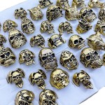 男士戒指工厂-可定制复古哥特朋克镀金骷髅饰品