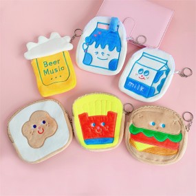 Cartoon Purse Manufacturer - OEM Milk French Fries Hamburg Bread Coin Bag