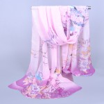 雪纺围巾厂家-可定制10色印花花鸟丝巾