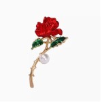 花朵胸针工厂-可定制红玫瑰珍珠胸花饰品