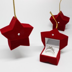珠宝盒厂家-可定制草莓星星绒面戒指包装盒