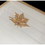 叶子胸针厂家-可定制钻石植物枫叶时尚饰品