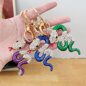 蛇钥匙扣厂家-可定制生肖钻石闪亮袋吊坠