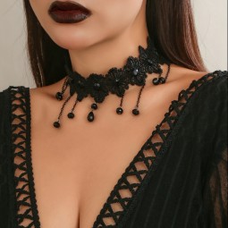 Lolita Choker Factory - OEM Black Gothic Water Drop Tassel Pendant Jewelry