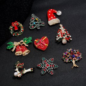 Christmas Brooch Manufacturer - OEM Alloy Rhinestone Hat Clothing Accessories