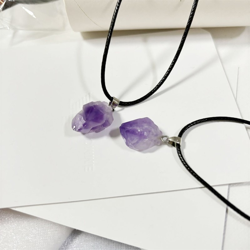 Crystal Necklace Factory - OEM Purple Natural Stone Irregular Shape Women
