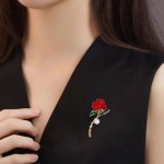 花朵胸针工厂-可定制红玫瑰珍珠胸花饰品
