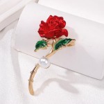 花朵胸针工厂-可定制红玫瑰珍珠胸花饰品
