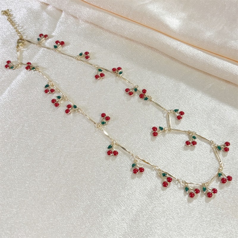Cherry Necklace Factory - OEM Red Cherry Charms Women Gift Jewelry