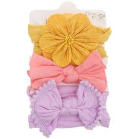 Baby Headband Manufacturer - OEM 3pcs Soft Bow Flower Head Wear