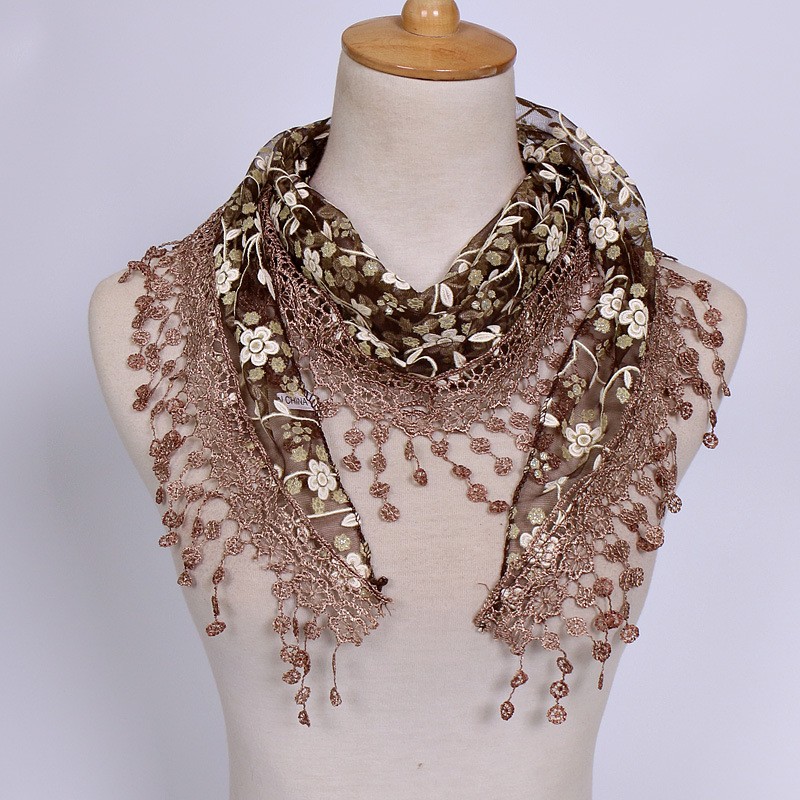 Triangle Scarf Factory - OEM 23 Colors Lace Cutout Solid Color Women