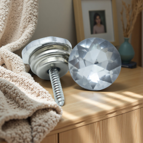 Glass Buttons Manufacturer - OEM 16mm Clear Furniture Buttons with Prongs