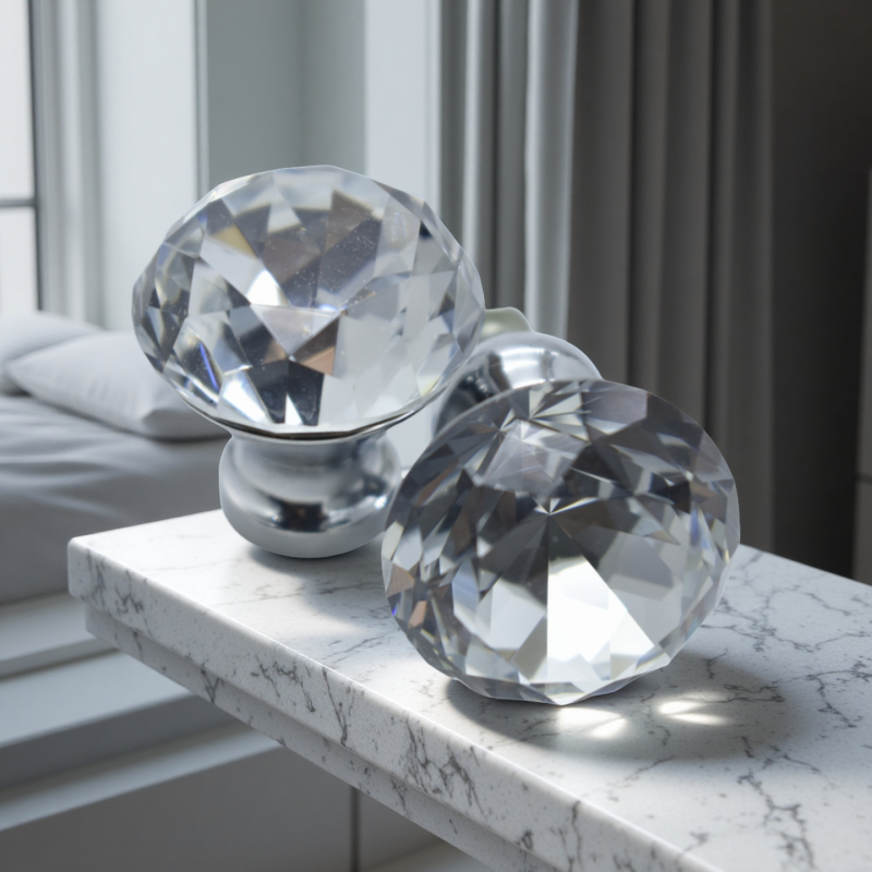 Crystal Knobs Manufacturer - OEM 30mm Glass Diamond Round Knobs for Cabinet