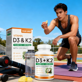 Vitamin D3 & K2 Softgel Capsules Manufacturer - 120 Count for Adult Immune & Bone Health