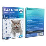 Cat Flea and Tick Treatment Manufacturer - 6 Dose Waterproof Topical for Cats Over 1.5 Lbs