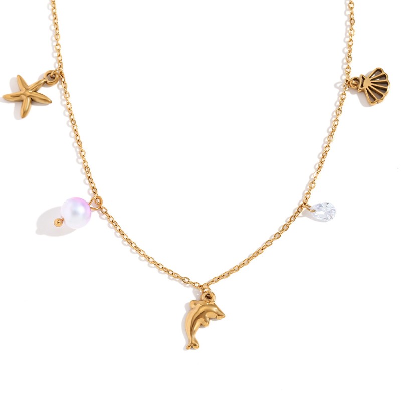Ocean Pendant Manufacturer - OEM 18K Gold Plated Marine Life Necklace