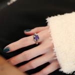 Sterling Silver Ring Manufacturer - OEM S925 Purple Zircon Heart Adjustable