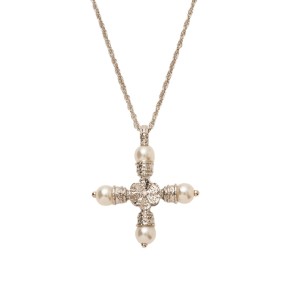 Stainless Steel Necklace Manufacturer - OEM Pearl Zircon Cross Pendant Necklace