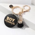 钥匙扣厂家-可定制印花BOY MAMA彩色流苏吊坠