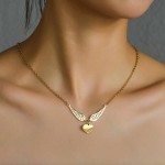 Name Necklace Manufacturer - OEM Custom Wings Heart Engraved Stainless Steel