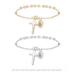 Sterling Silver Bracelet Factory - OEM S925 Fashion Cross Pendant Bead Chain