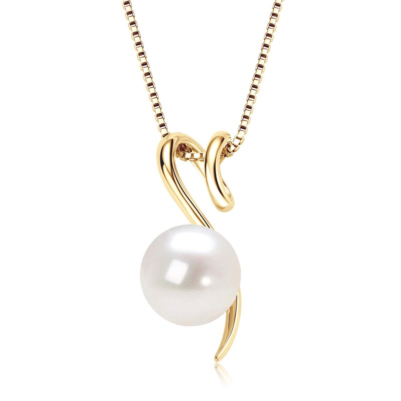 Sterling Silver Necklace Manufacturer - OEM 925 Geometric Curve Pearl Gold