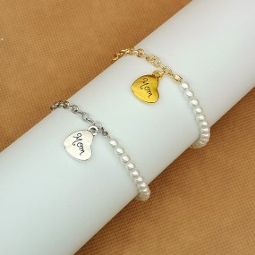 Mom Bracelet Manufacturer - OEM White Pearl Chains Adjustable Jewelry