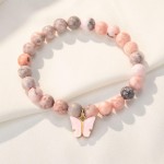 母亲手链工厂-可定制不锈钢粉色蝴蝶合成
