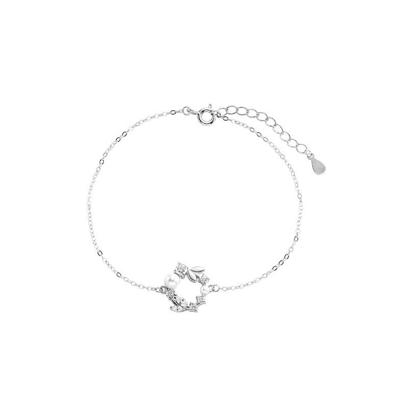 Sterling Silver Bracelet Factory - OEM S925 Pearl Zircon Flower Wreath Chain