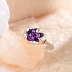 Sterling Silver Ring Manufacturer - OEM S925 Purple Zircon Heart Adjustable